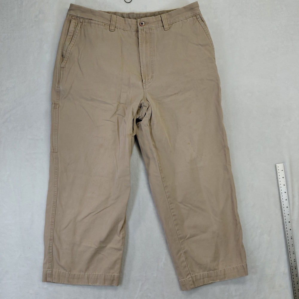 LL Bean Mens Khaki Tan Utility Canvas Carpenter Pants 36x30‎ 0ABW3